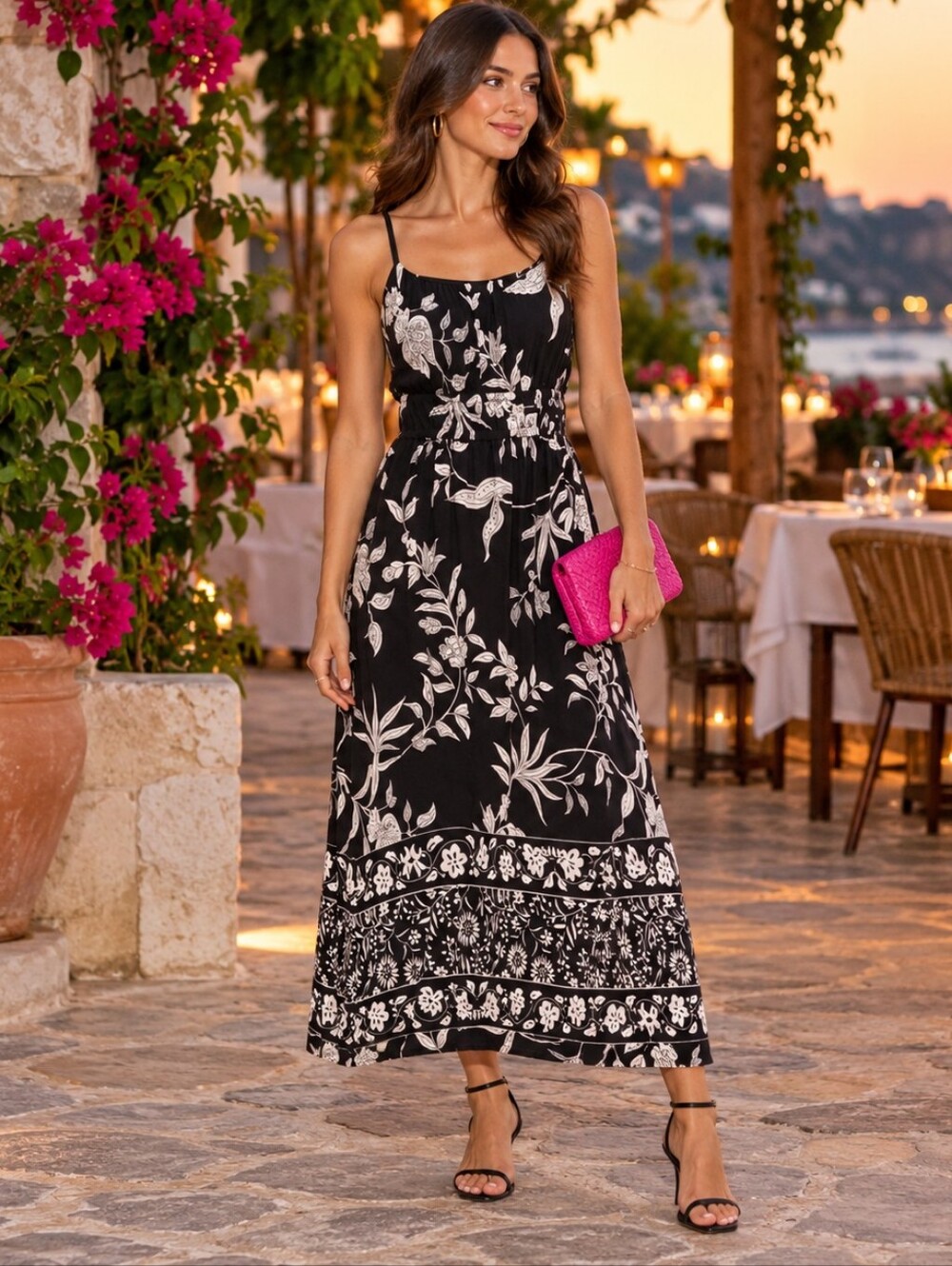 Soma Paradiso Midi Bra Dress in Peaceful Flora Black Resortwear Women's XS NWT